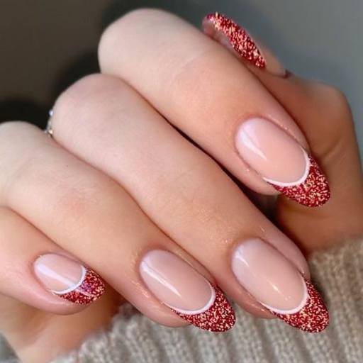 Latest Christmas French Tip Nail Design